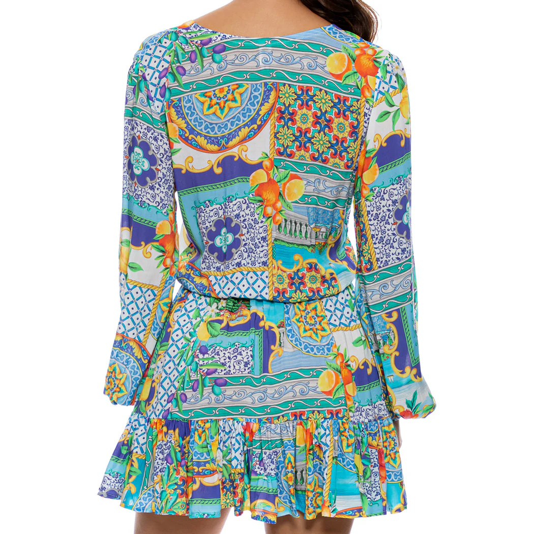 AMALFI - Deep V Frill Hem Dress - Image 2