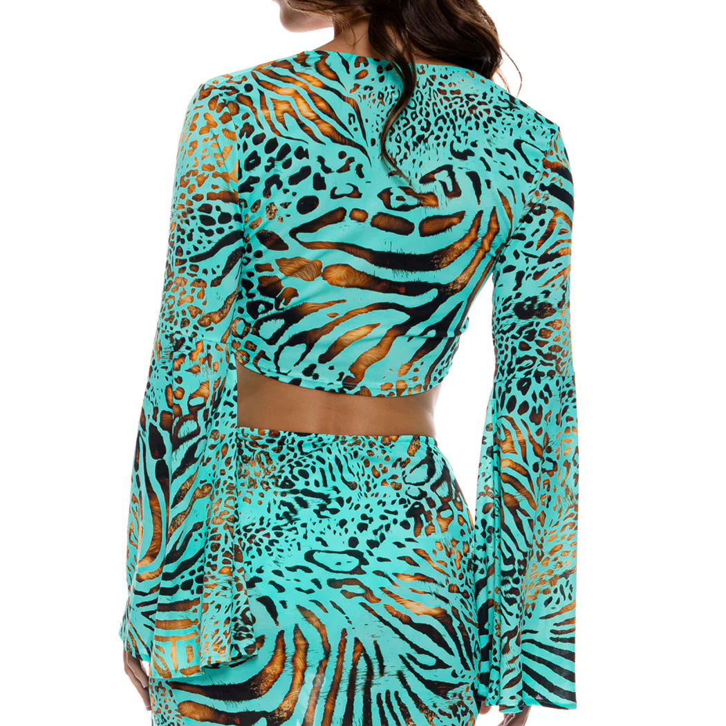ANIMALE - Bell Sleeve Scrunched Crop Top - Image 2