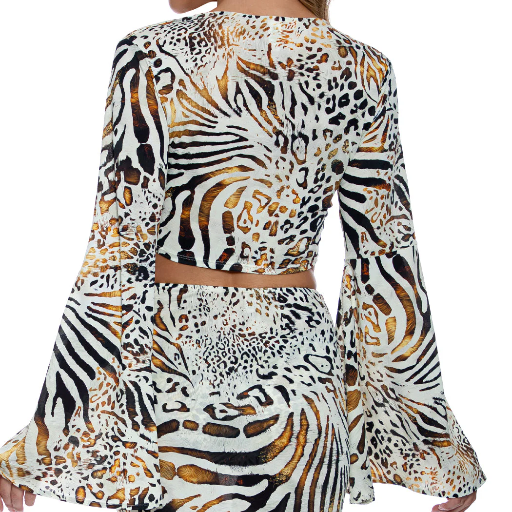 ANIMALE - Bell Sleeve Scrunched Crop Top - Image 4