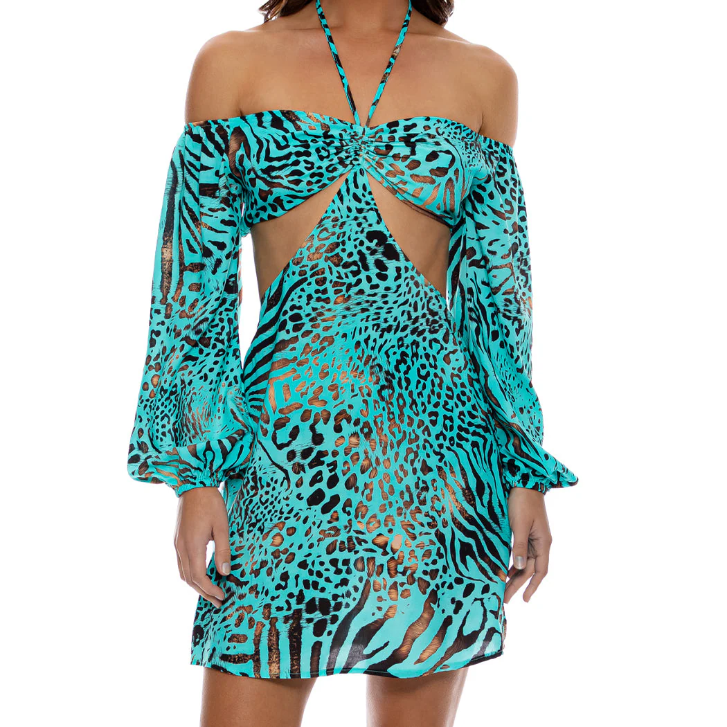 ANIMALE - Long Sleeve Cut Out Short Dress
