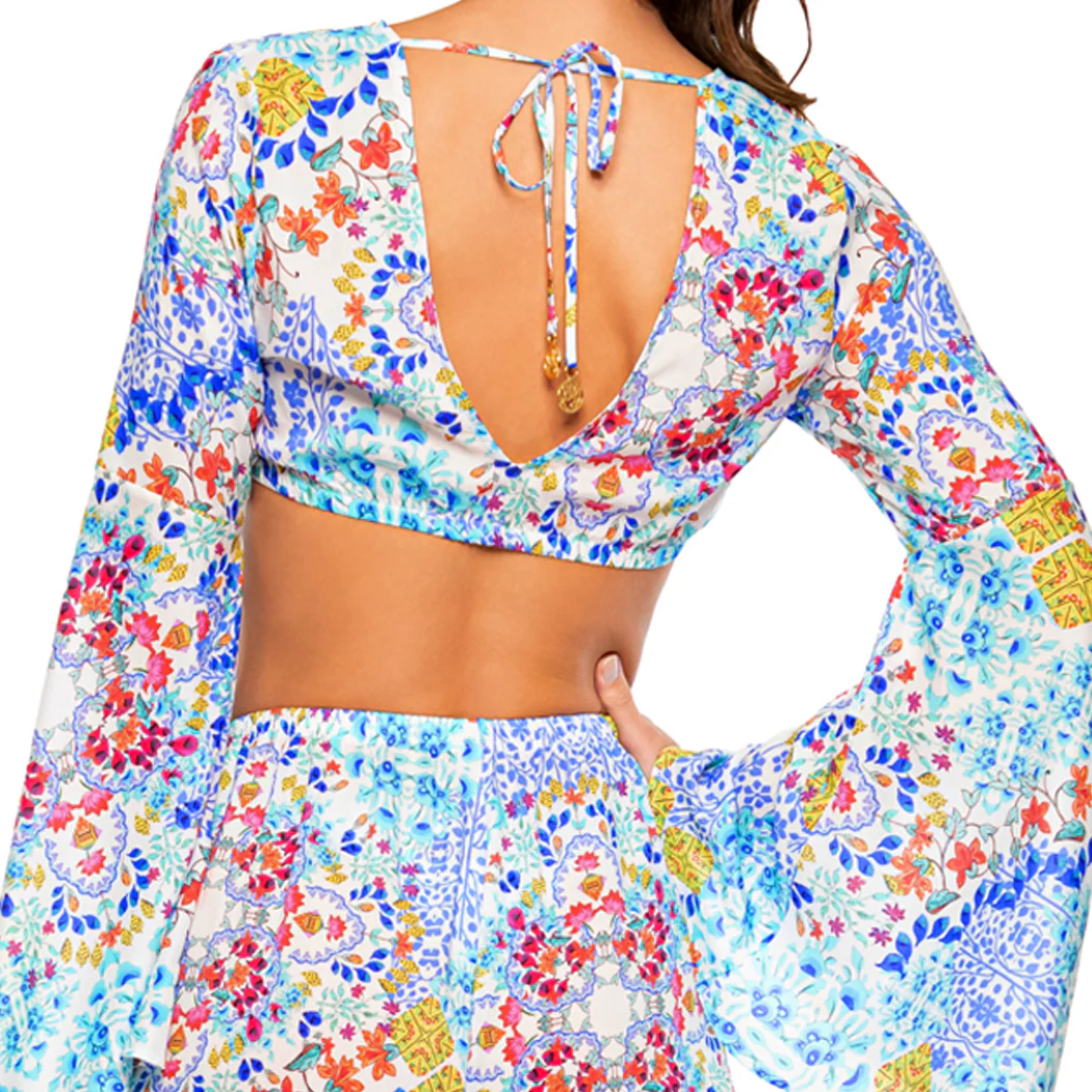 AY QUE CUTE! - Bell Sleeve Crop Top - Image 2