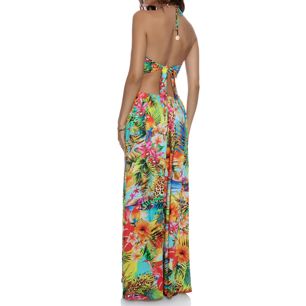 BIRDS OF PARADISE - Bandeau Cut Out Front Slit Dress - Image 2
