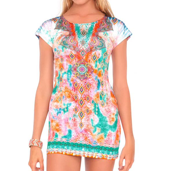 BOHO CHIC - Short Sleeve Bodycon Dress