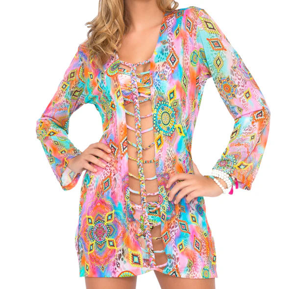 BOHO CHIC - Strings To Braid Plunge V Neck Dress