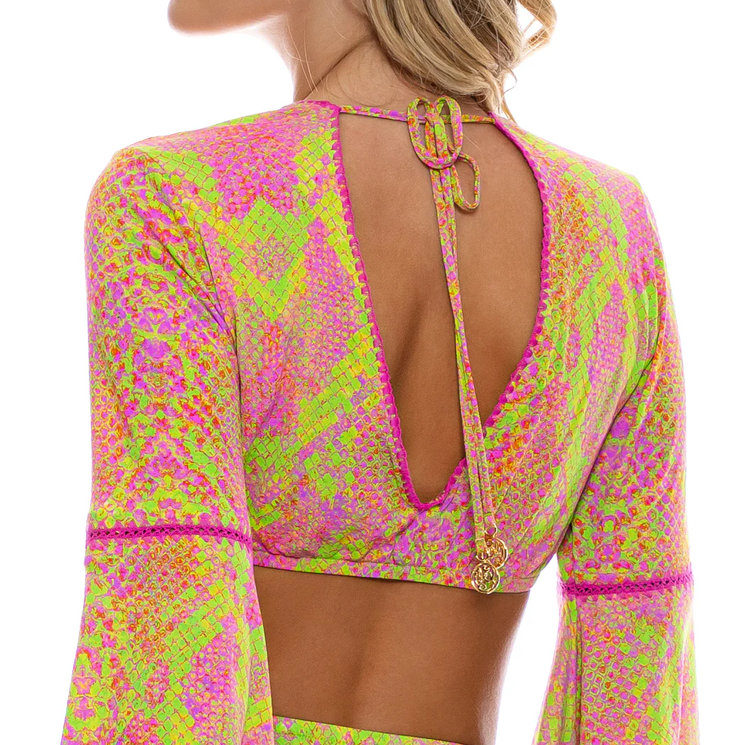 BORN TO BE WILD - Bell Sleeve Crop Top - Image 2