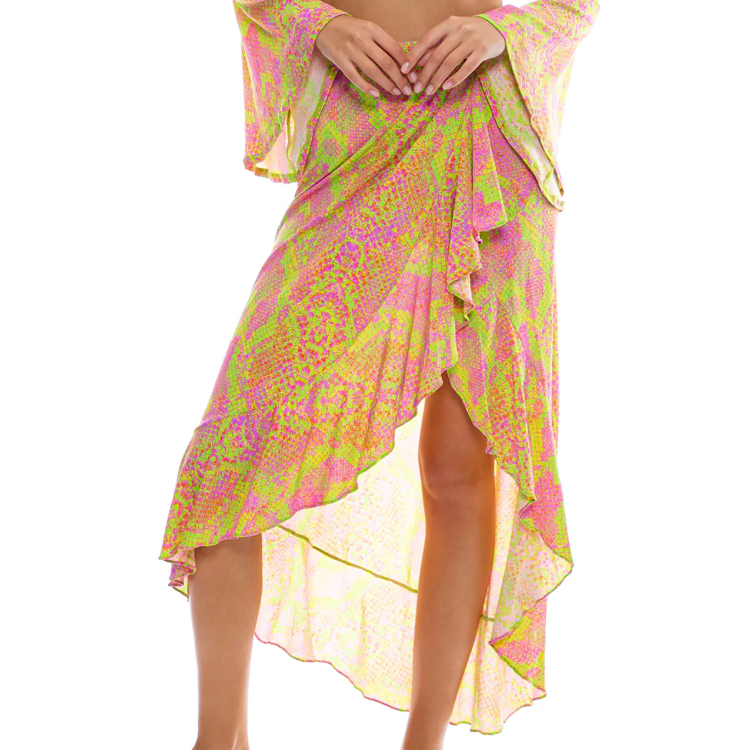 BORN TO BE WILD - Ruffle High Lo Slit Skirt