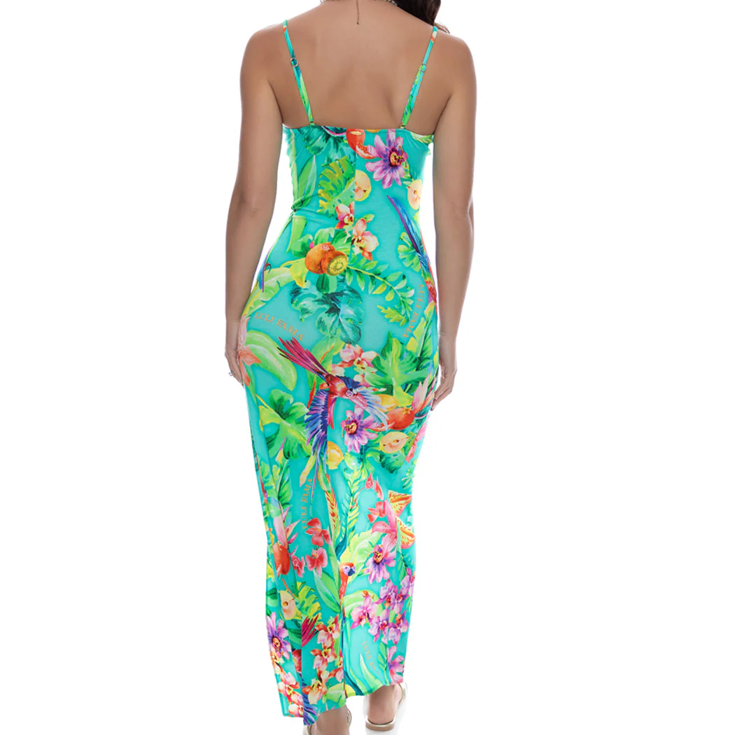 CARIBBEAN FANTASY - Fitted Side Slit Maxi Dress - Image 2