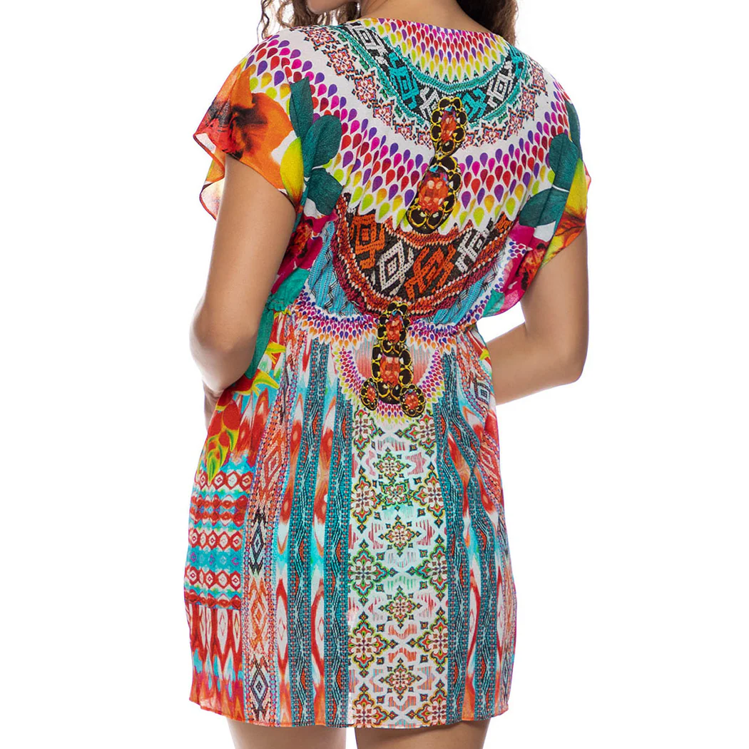 CHASING WATERFALLS - Cap Sleeve Short Caftan - Image 2