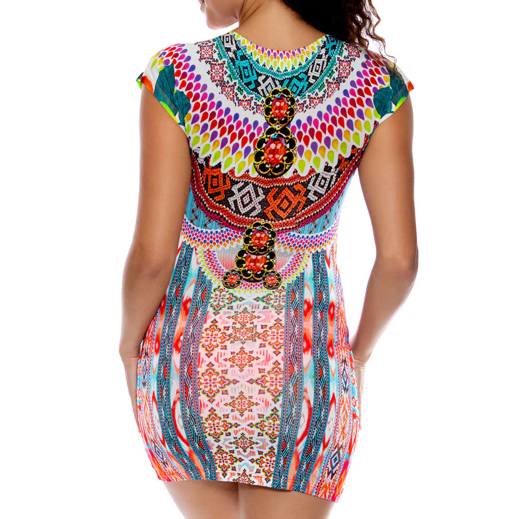 CHASING WATERFALLS - Short Sleeve Bodycon Dress - Image 2