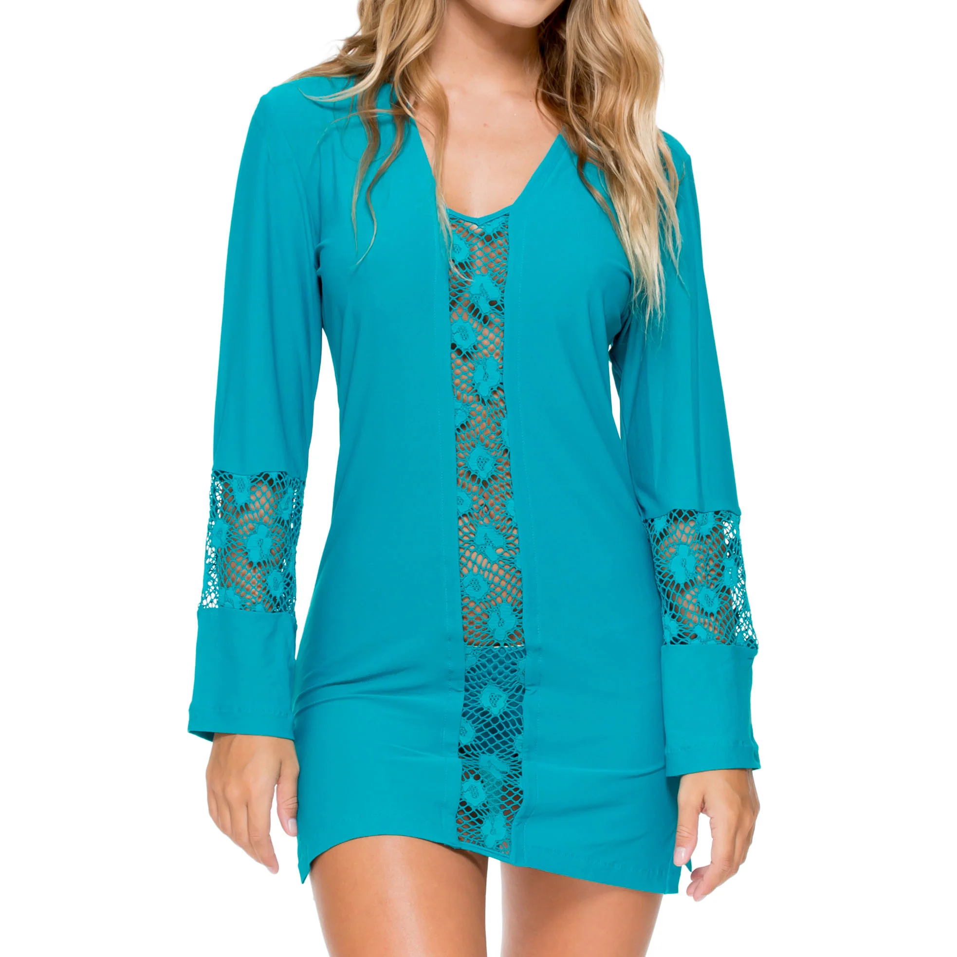 COSITA BUENA - Crochet Cutout Plunge V Neck Dress