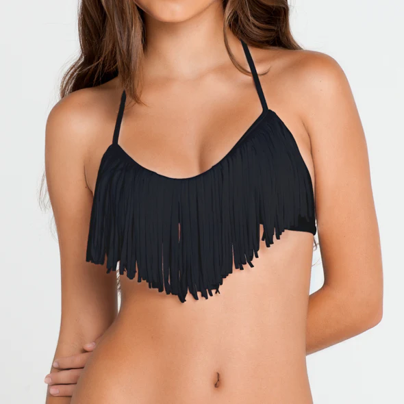 COSITA BUENA - Fringe Scoop Halter Top-LBC - Image 3