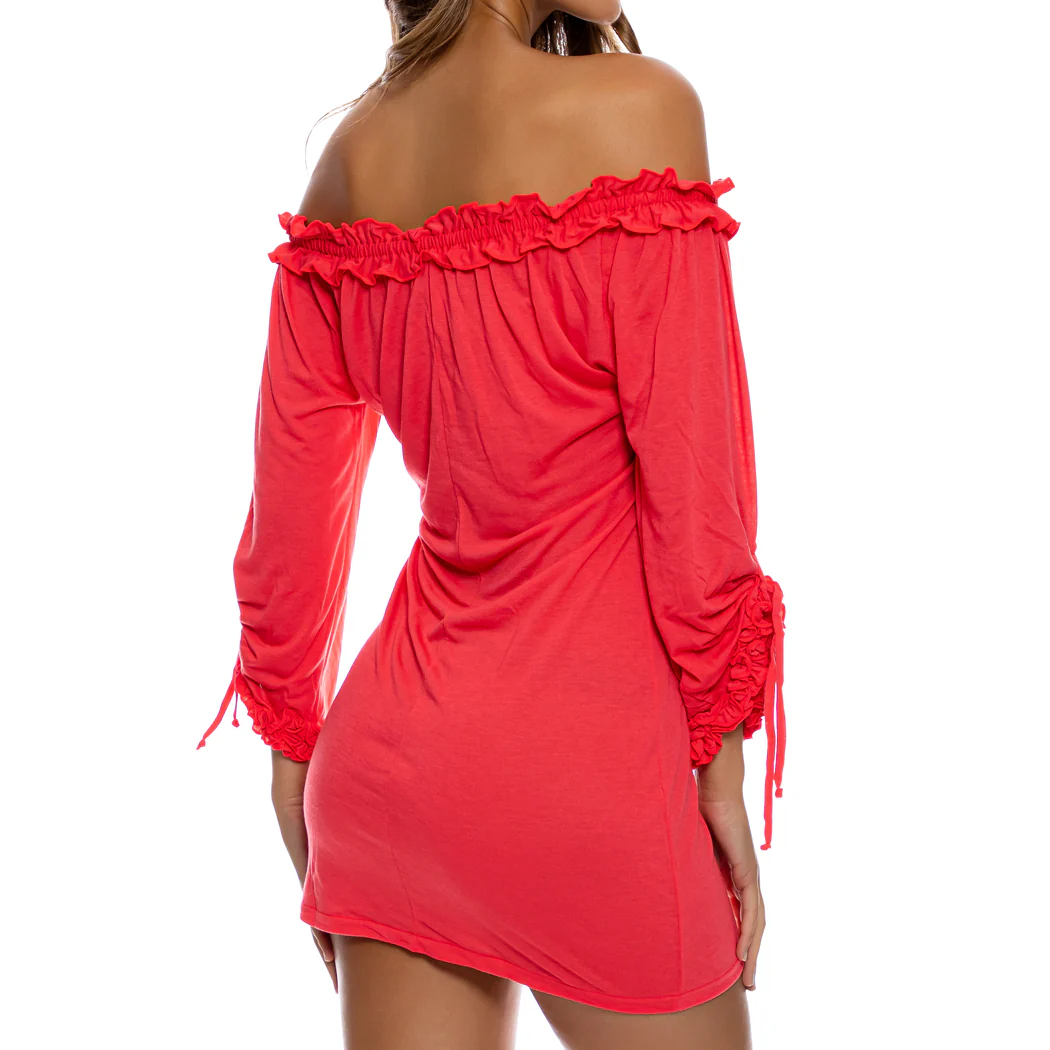 COSITA BUENA - Ruffle V Neck Dress-LBC - Image 4