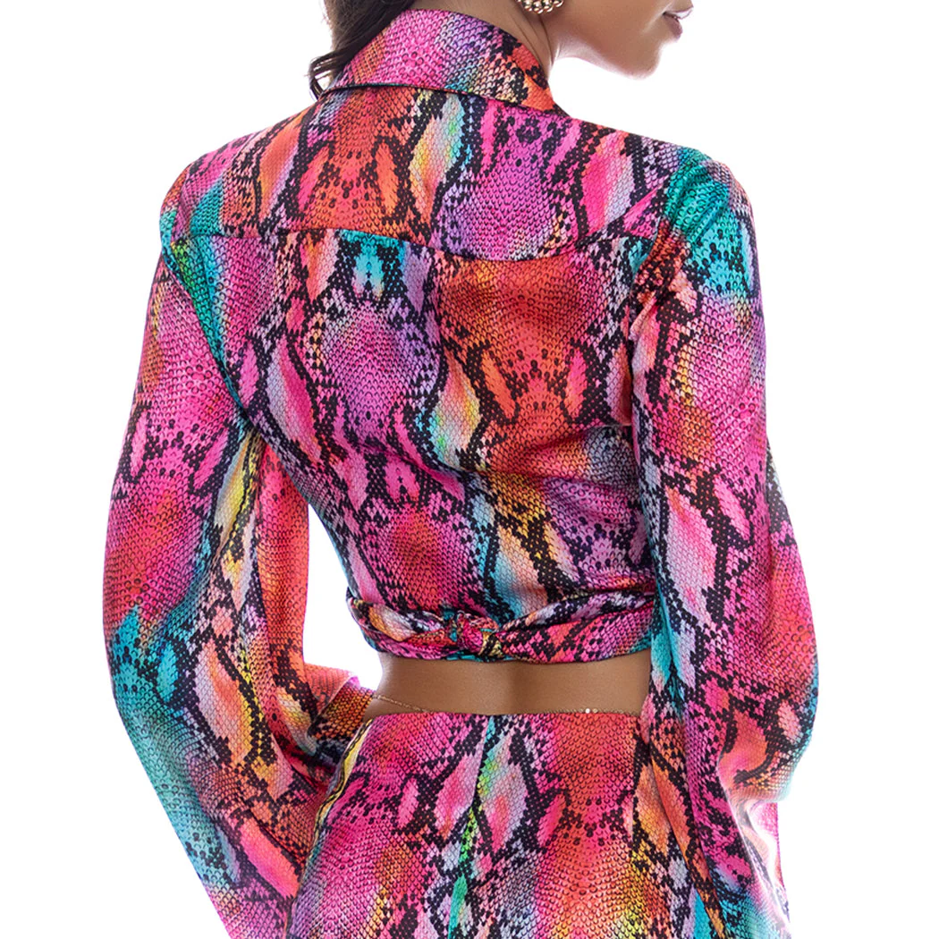ELECTRIC SKIN - Cropped Tie Shirt - Image 2
