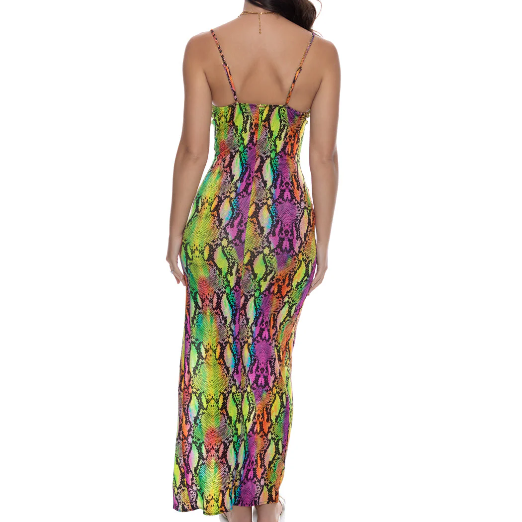 ELECTRIC SKIN - Fitted Side Slit Maxi Dress - Image 2
