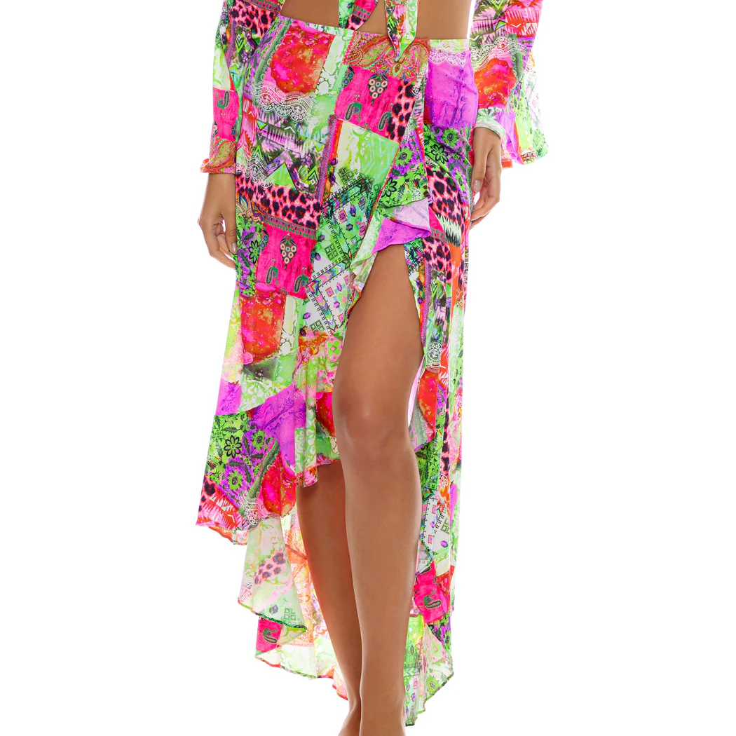 FIERCE SOUL - Ruffle High Lo Slit Skirt