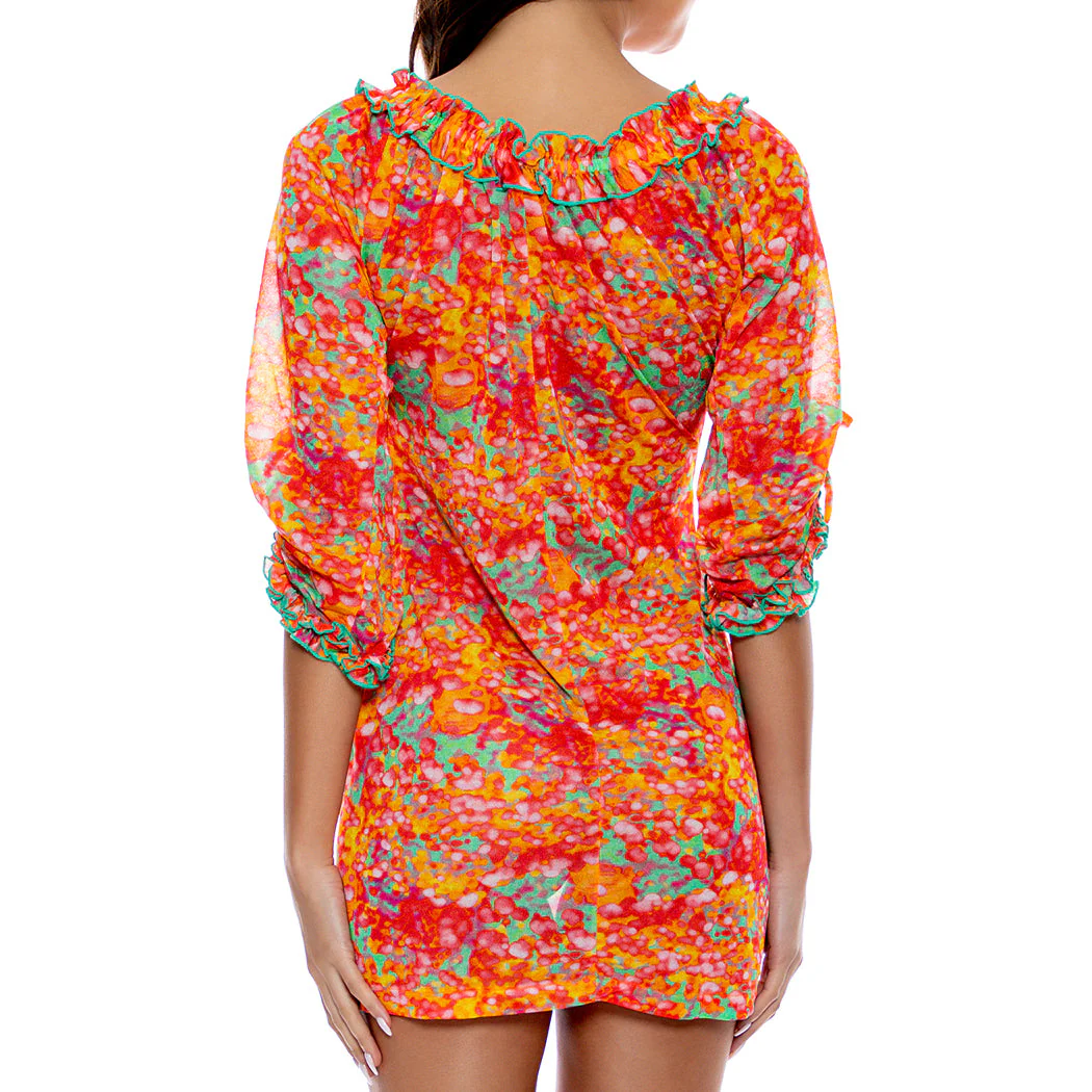 FIESTA DE FLORES - Ruffle V Neck Dress - Image 2