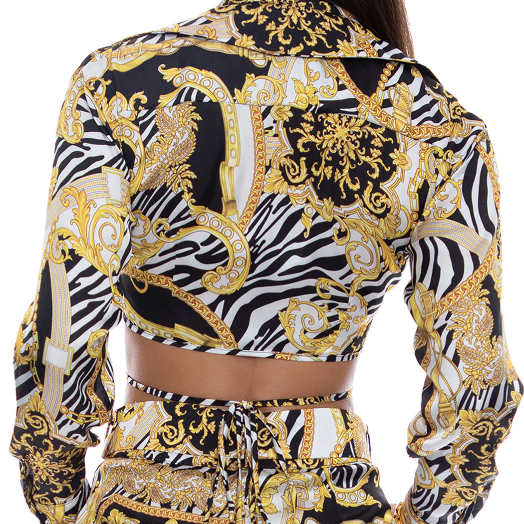 GODDESS VIBES - Collared Wrap Crop Top - Image 2