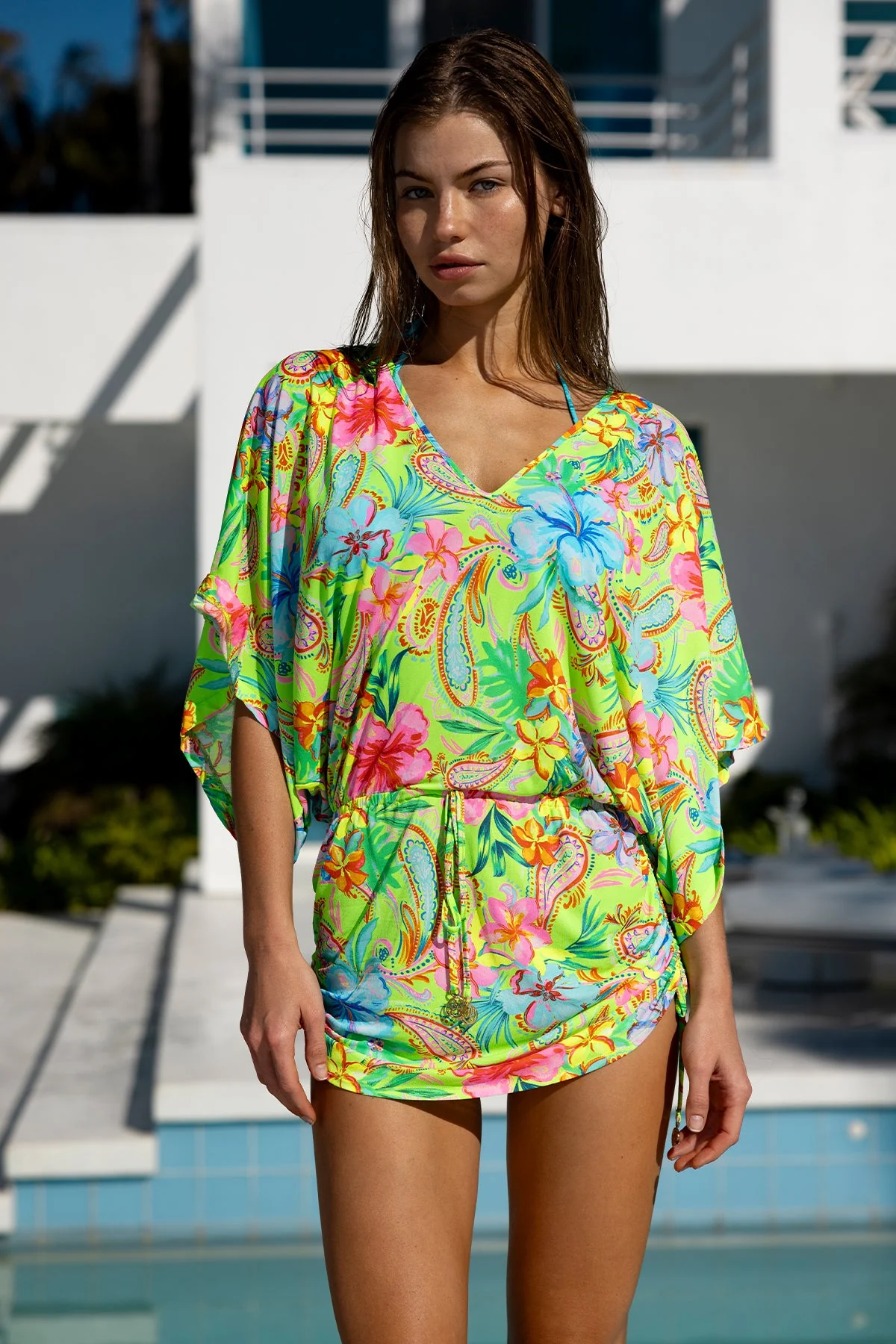 HIBISCUS DREAM - Cabana V Neck Dress - Image 3