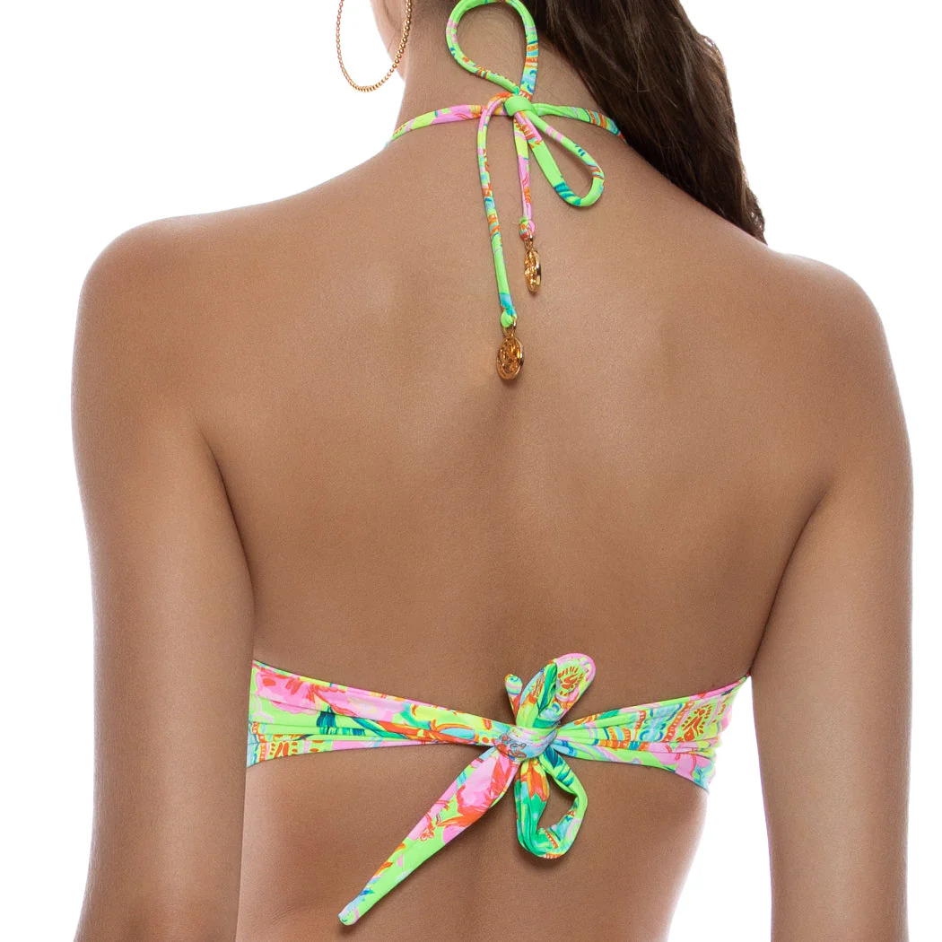 HIBISCUS DREAM - Ring Drawstring Bandeau Top - Image 2