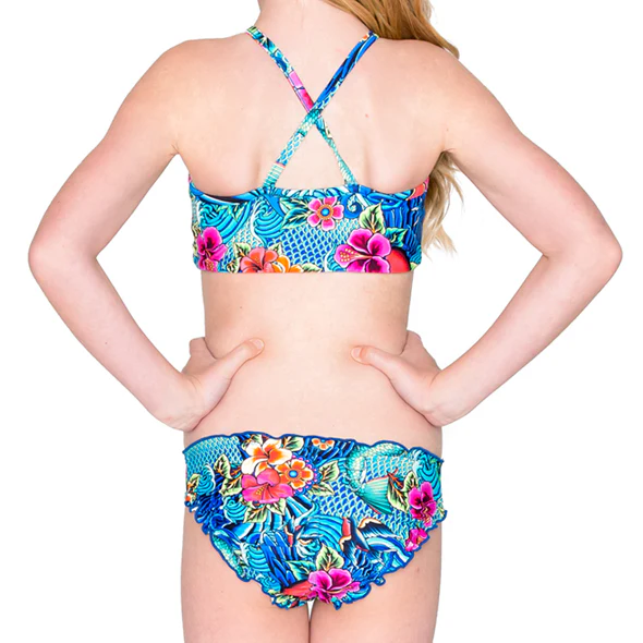 INKED BABE - Ink Mesh High Neck Top Ruched Back Bikini - Image 2