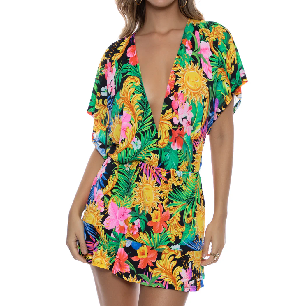 LOVE BY THE SUN - Playera V Neck Ruffle Dress