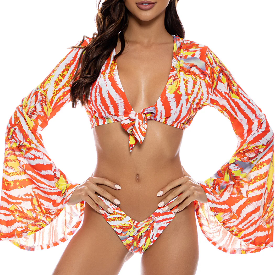 LOVE ME WILD - Bell Sleeve Crop Top