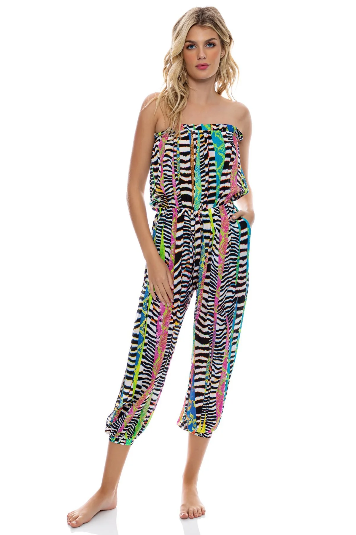 LULI DISCO - Strapless Ruffle Jogger Jumpsuit - Image 3