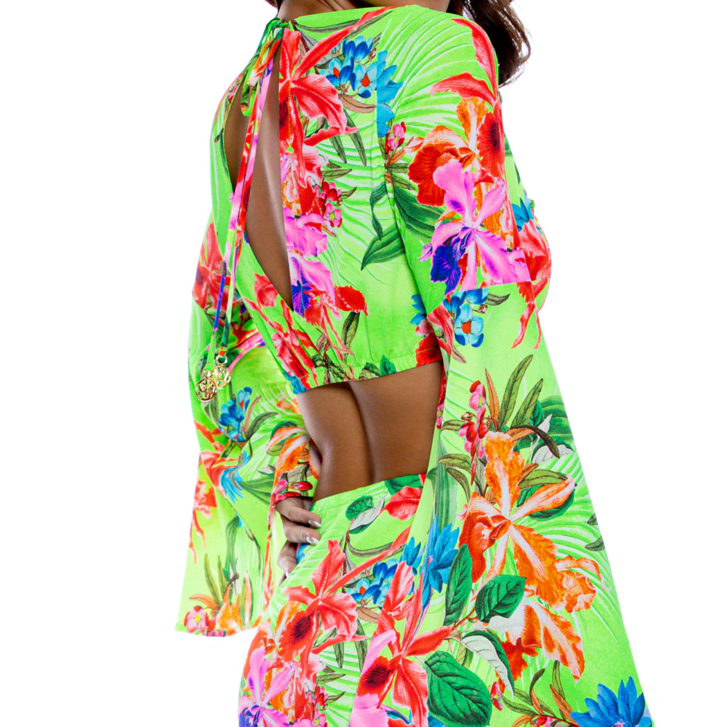 LULI TROPICS - Bell Sleeve Crop Top - Image 2