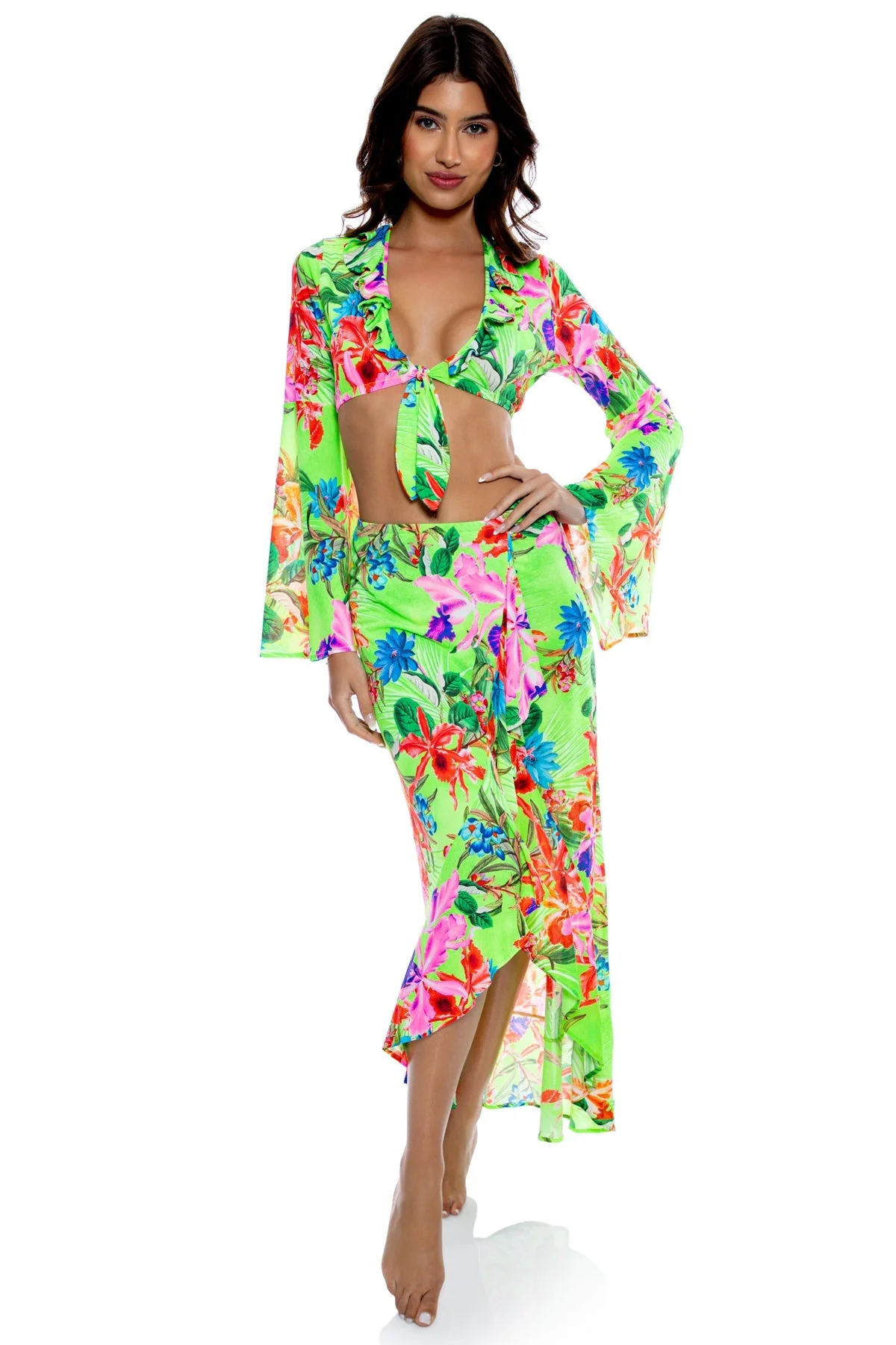 LULI TROPICS - Bell Sleeve Crop Top - Image 3