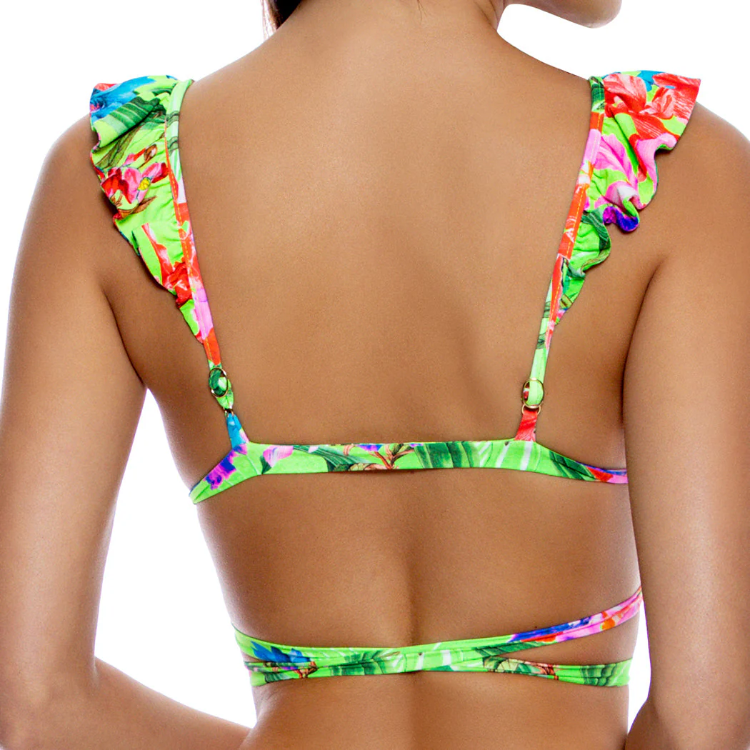 LULI TROPICS - Ruffle Deep V Wrap Triangle Top - Image 2