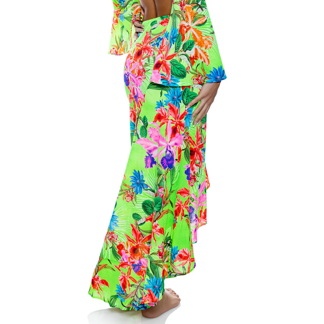 LULI TROPICS - Ruffled High-lo Slit Skirt - Image 2