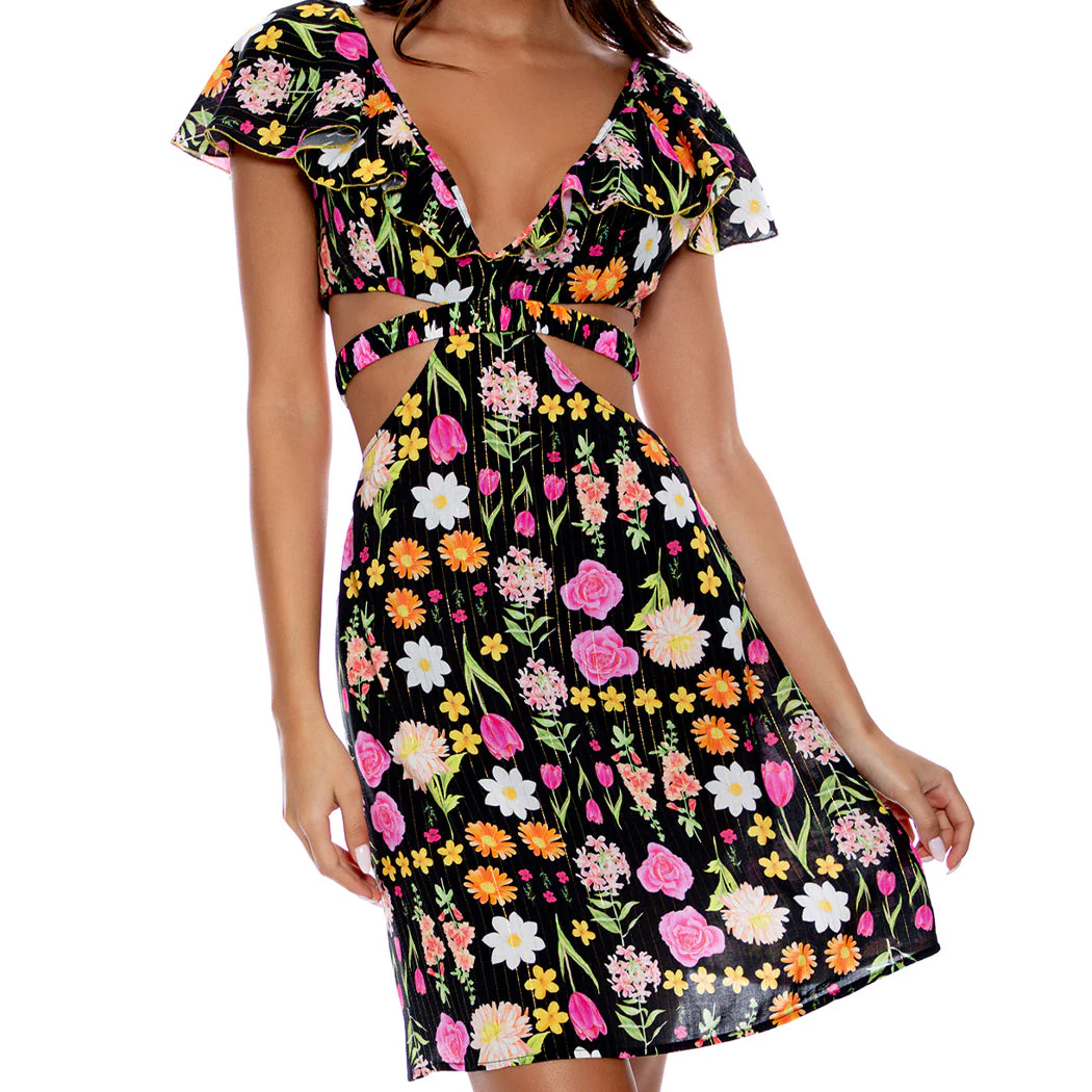 LULI'S SECRET GARDEN - Deep V Cut Out Dress