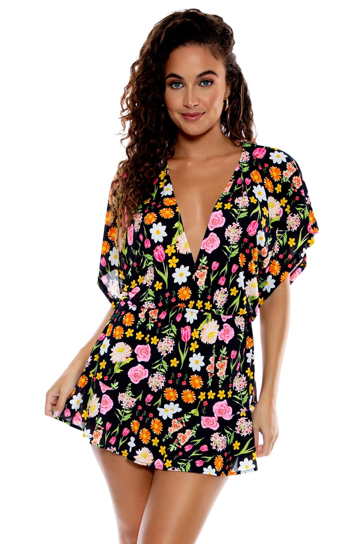 LULI'S SECRET GARDEN - Playera V Neck Ruffle Dress - Image 3