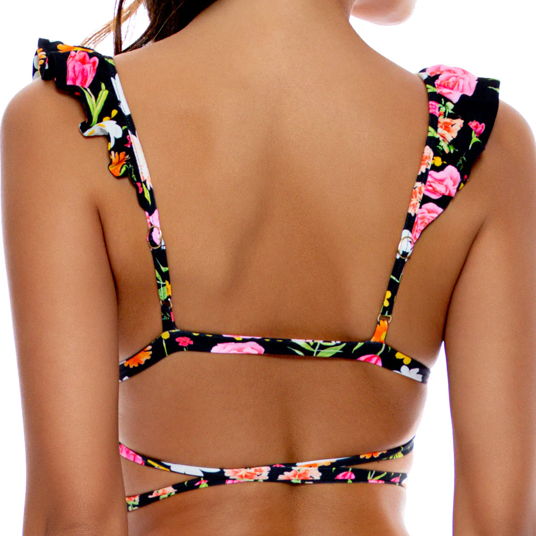 LULI'S SECRET GARDEN - Ruffle Deep V Wrap Triangle Top - Image 2