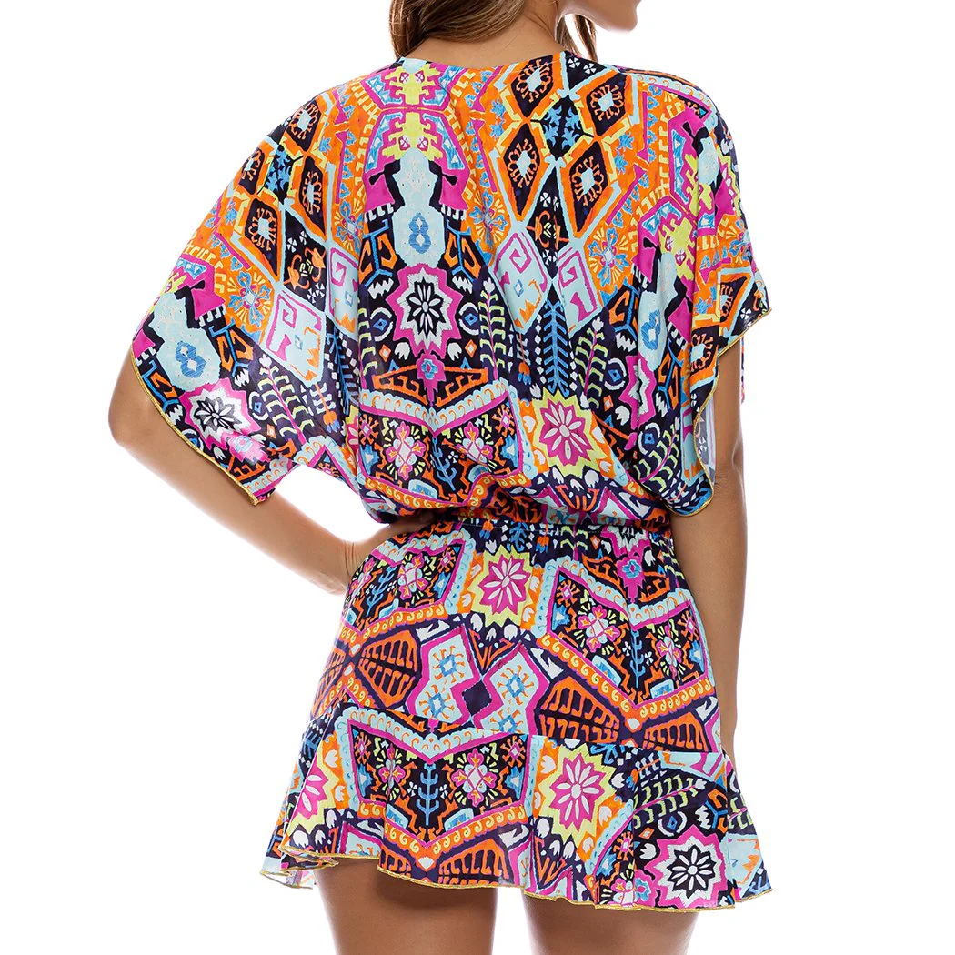 MARACUYA KISSES - Playera V Neck Ruffle Dress - Image 2