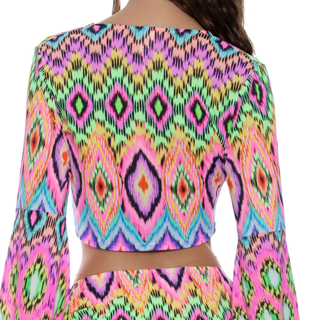 MIAMI SORBET - Bell Sleeve Scrunched Crop Top - Image 2