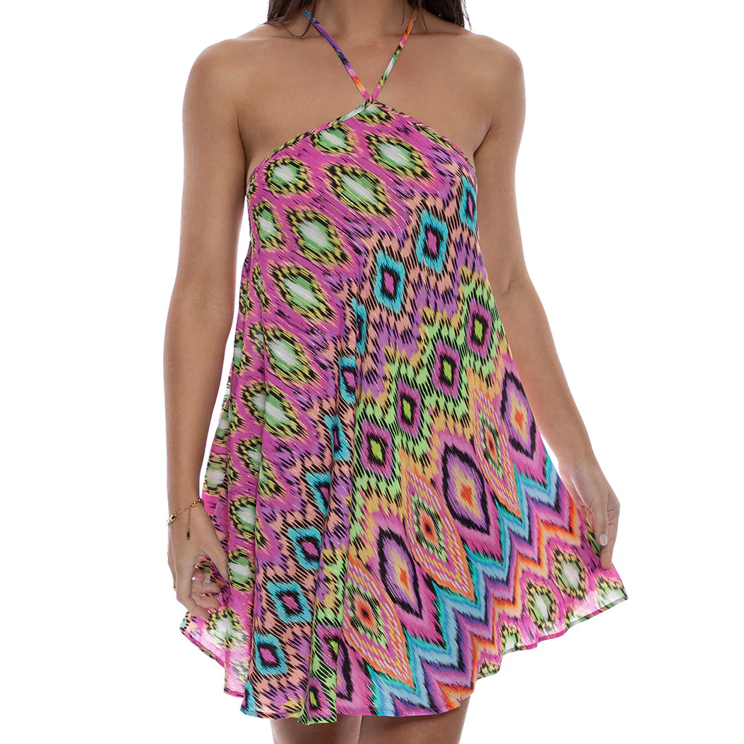 MIAMI SORBET - Halter Neck Babydoll Dress