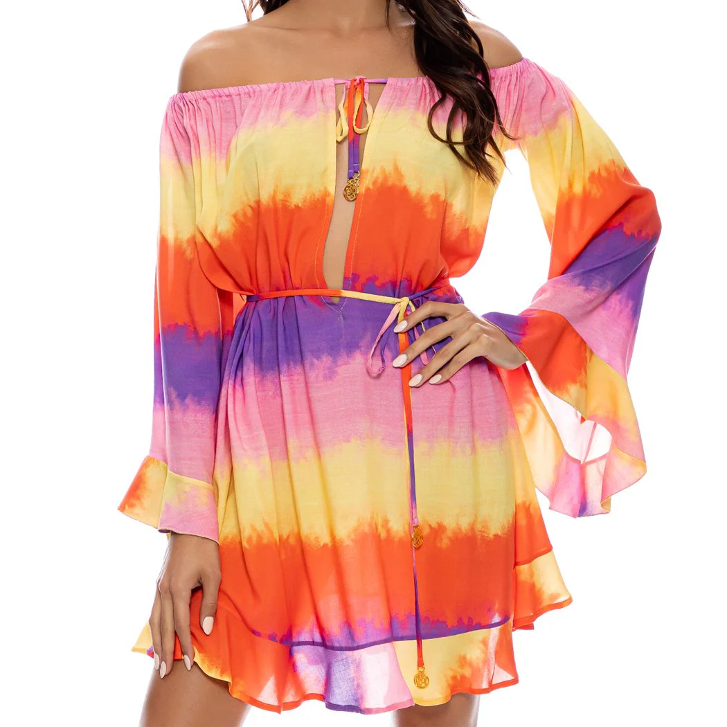 MIAMI SUNSETS - Off The Shoulder Ruffle Dress