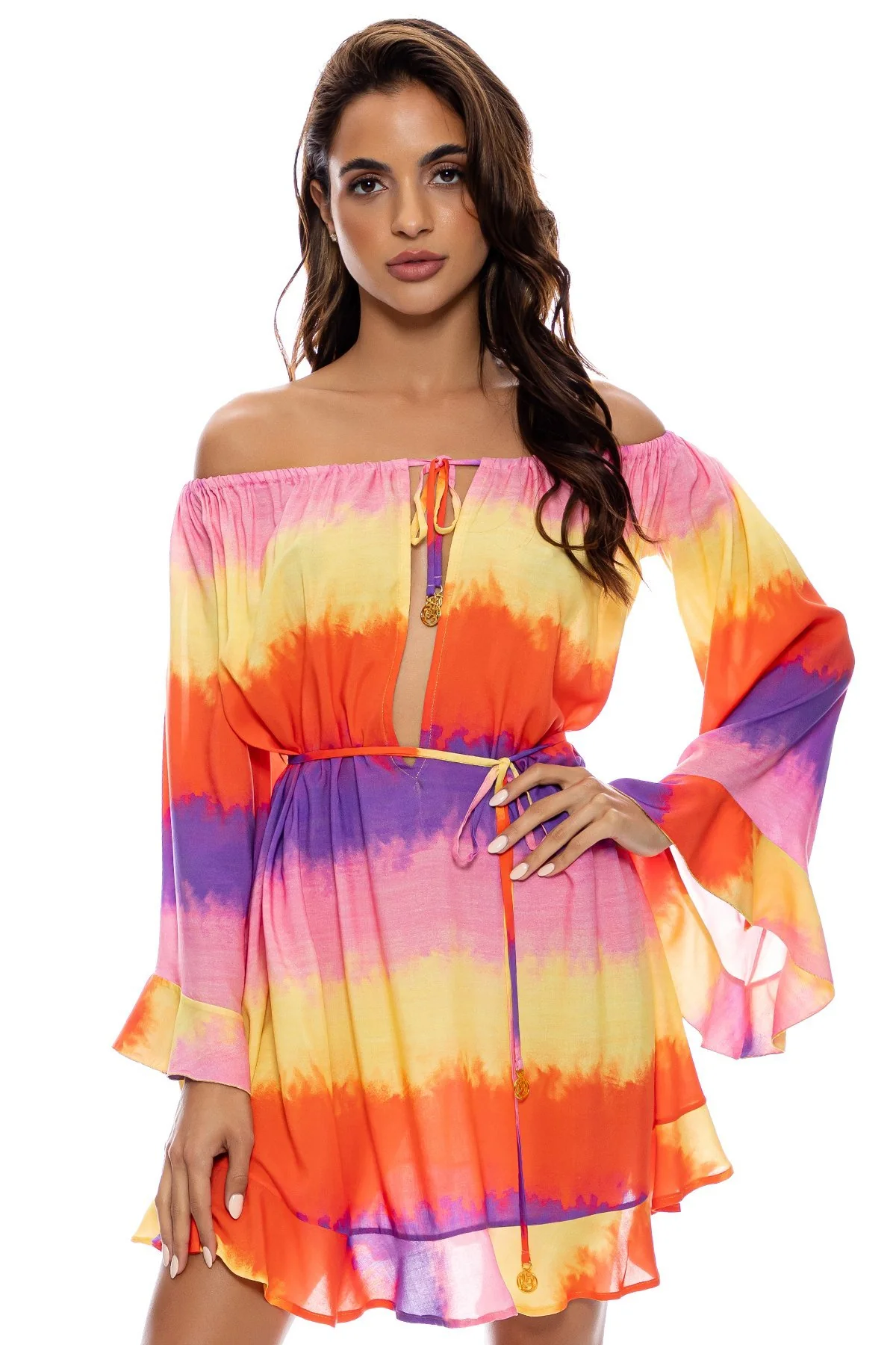 MIAMI SUNSETS - Off The Shoulder Ruffle Dress - Image 3