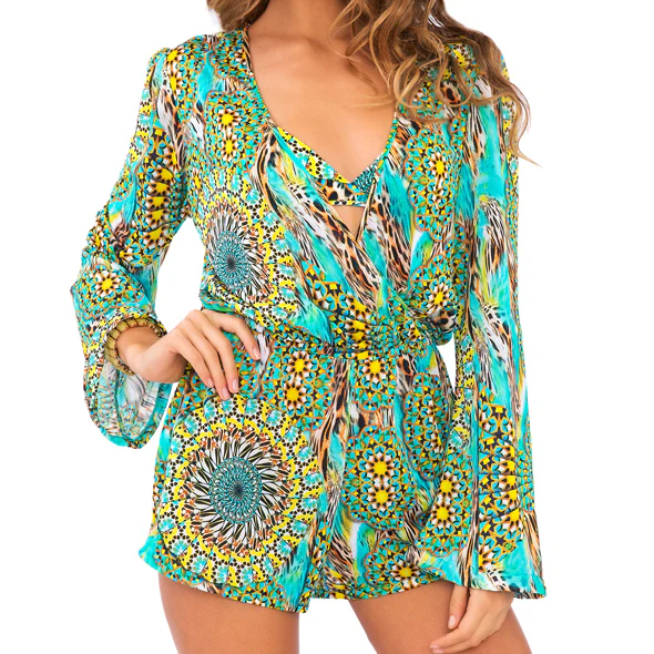 MOON PRINCESS - Wrap Front Long Sleeve Romper