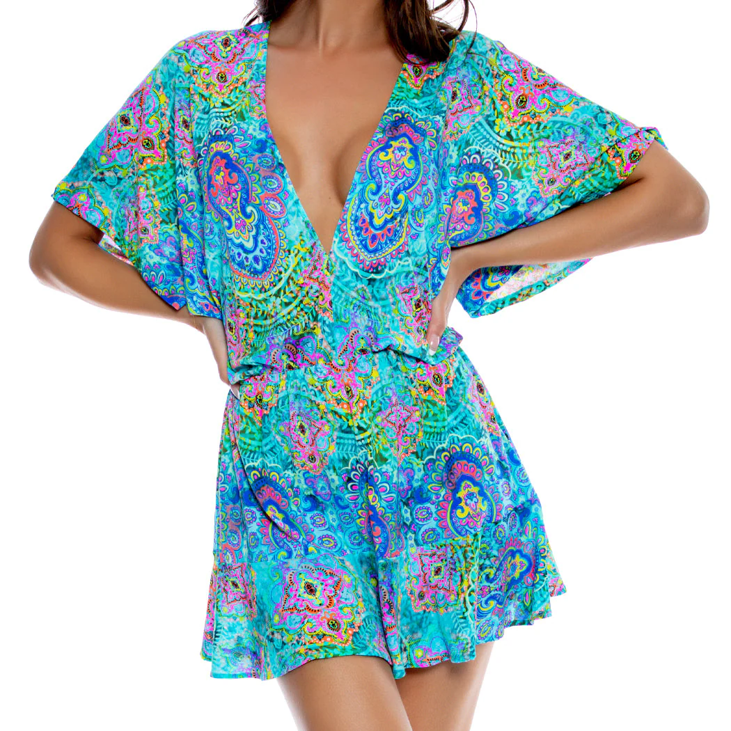 OCEAN BREEZE - Playera V Neck Ruffle Dress