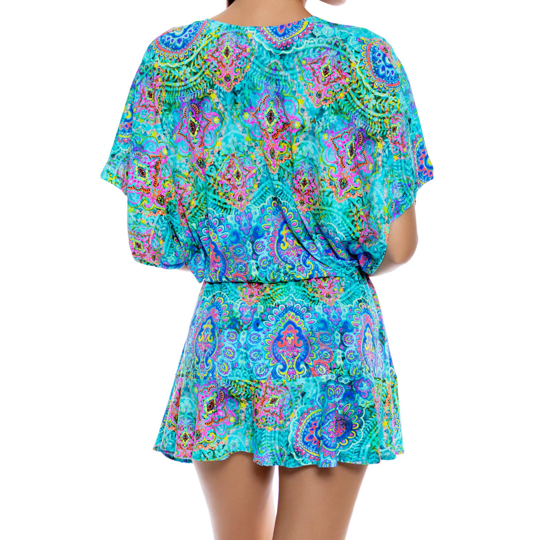 OCEAN BREEZE - Playera V Neck Ruffle Dress - Image 2