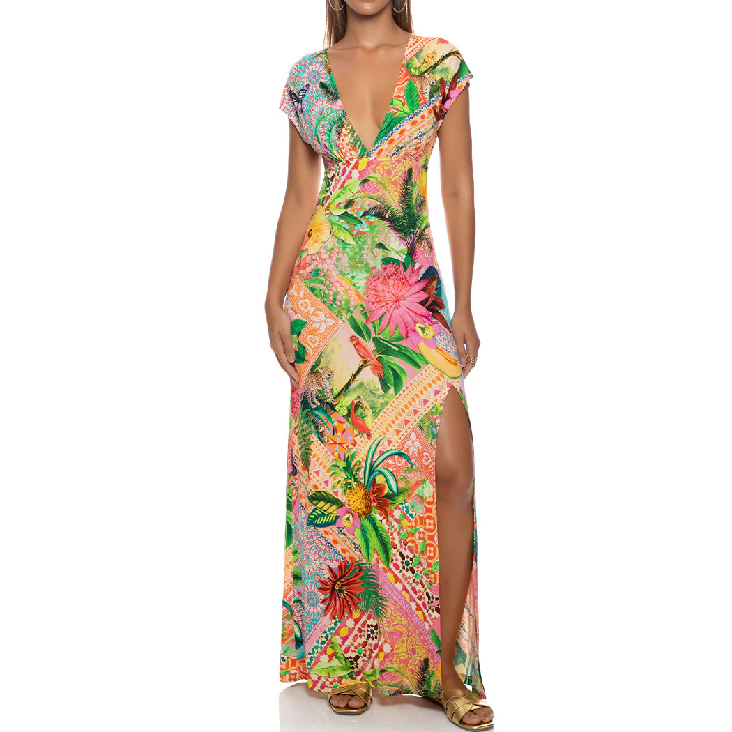 OPULENT EDEN - Cap Sleeve Long Dress