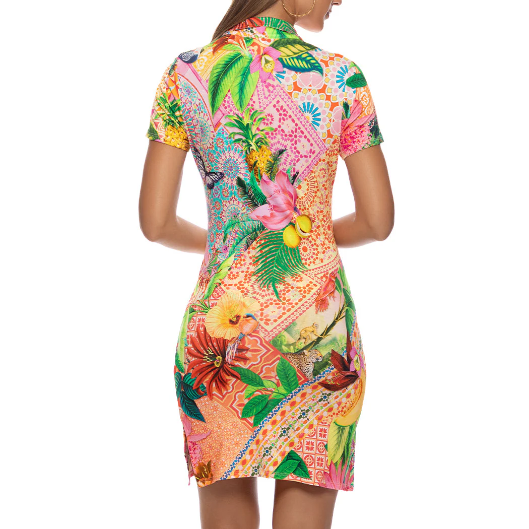 OPULENT EDEN - Short Sleeve Blouse Dress - Image 2