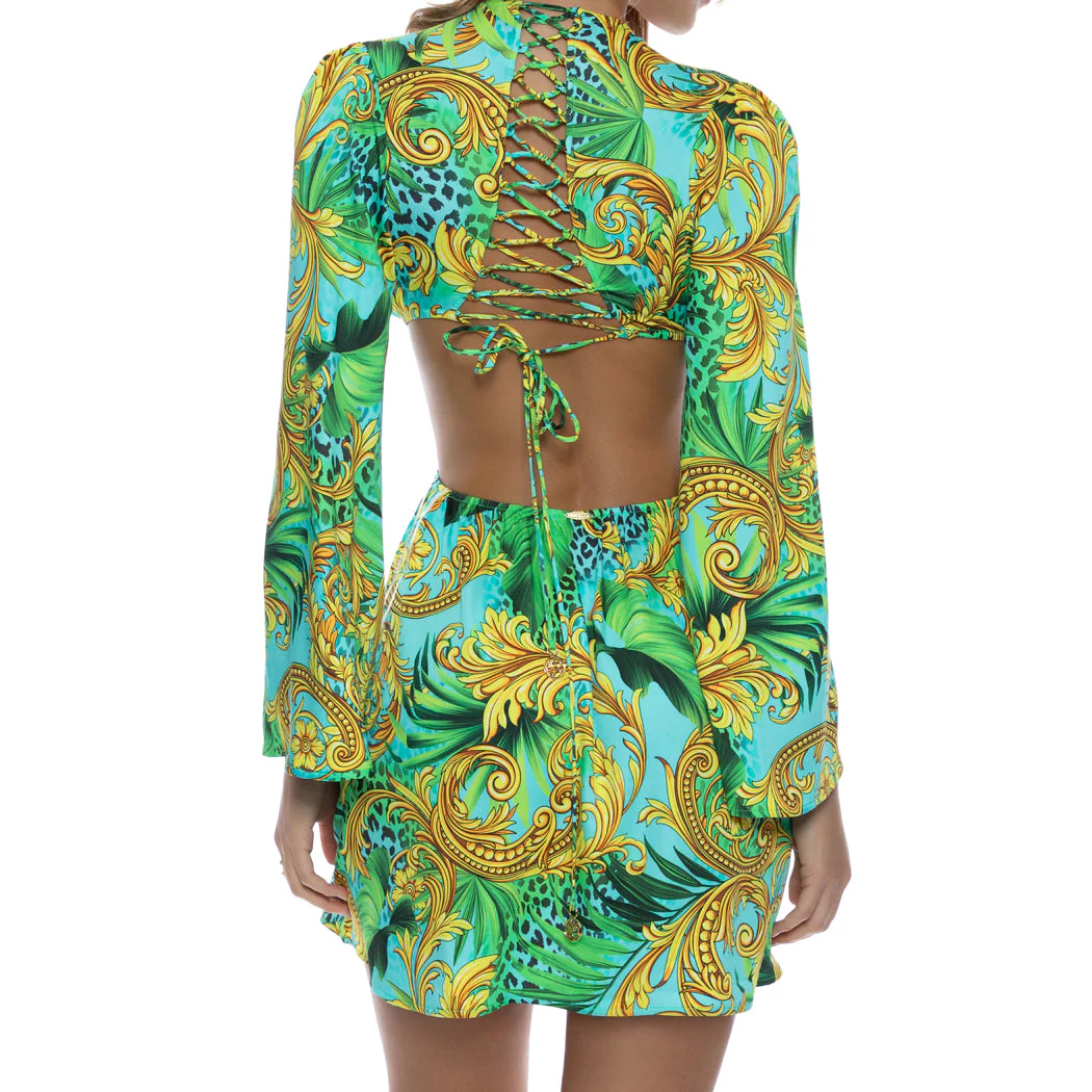 PALM ISLAND - Deep V Ring Cut Out Short Dress - Image 2