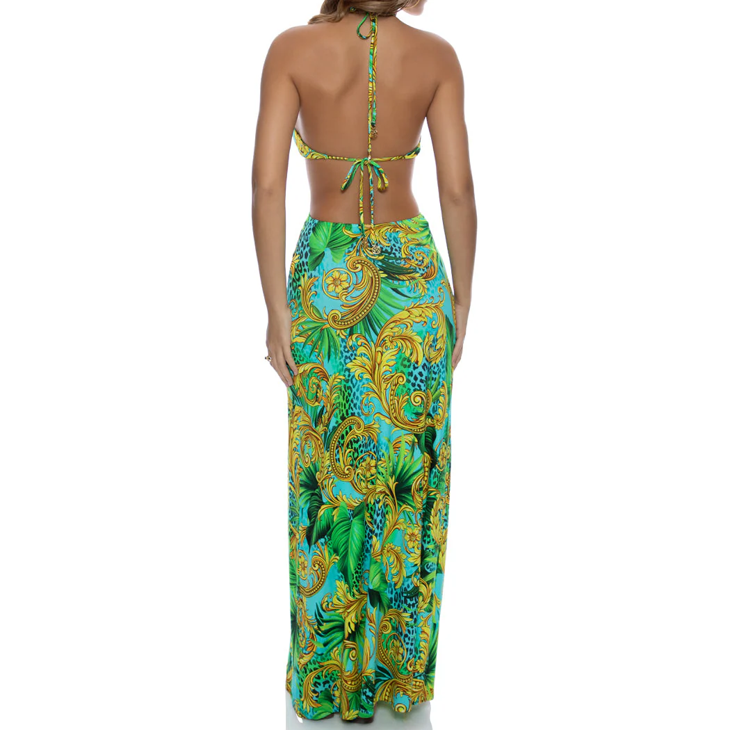 PALM ISLAND - Halter Keyhole Cut Out Maxi Dress - Image 2