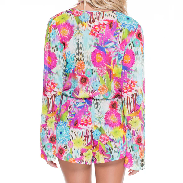 PARAISO - Wrap Front Long Sleeve Romper - Image 2