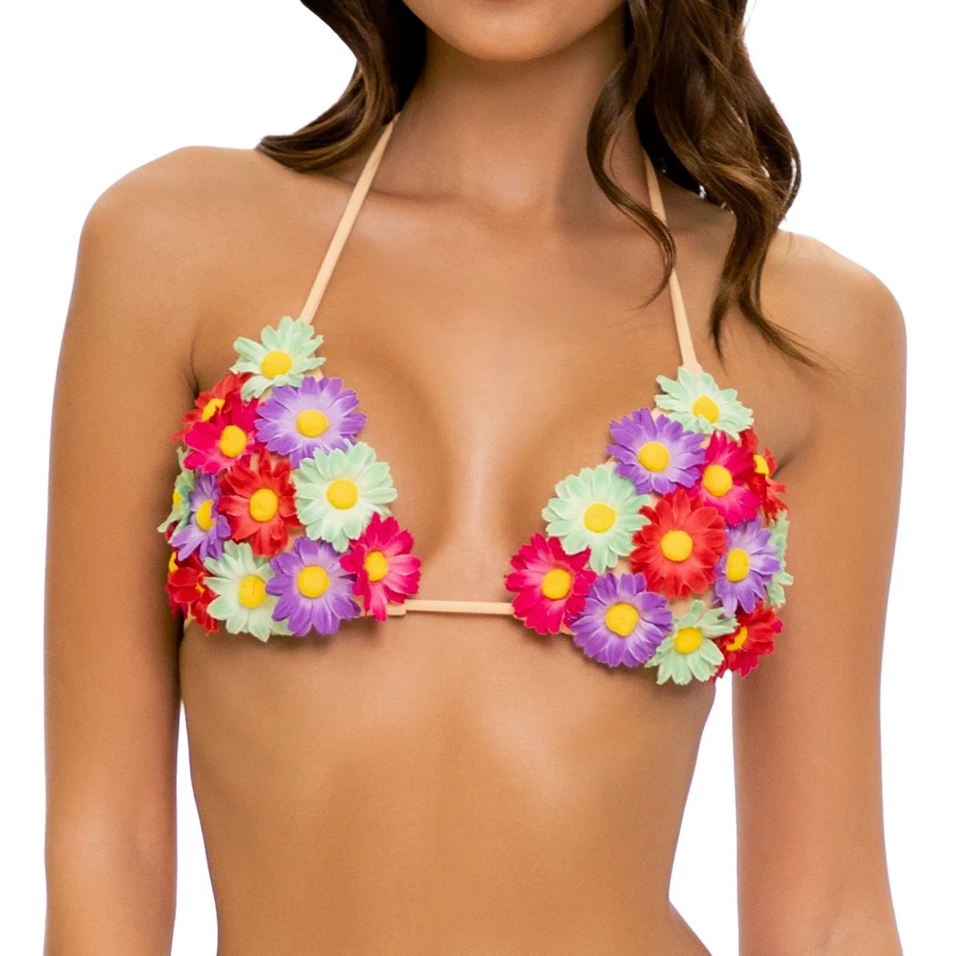 PRETTY THINGS - Flower Accent Triangle Top