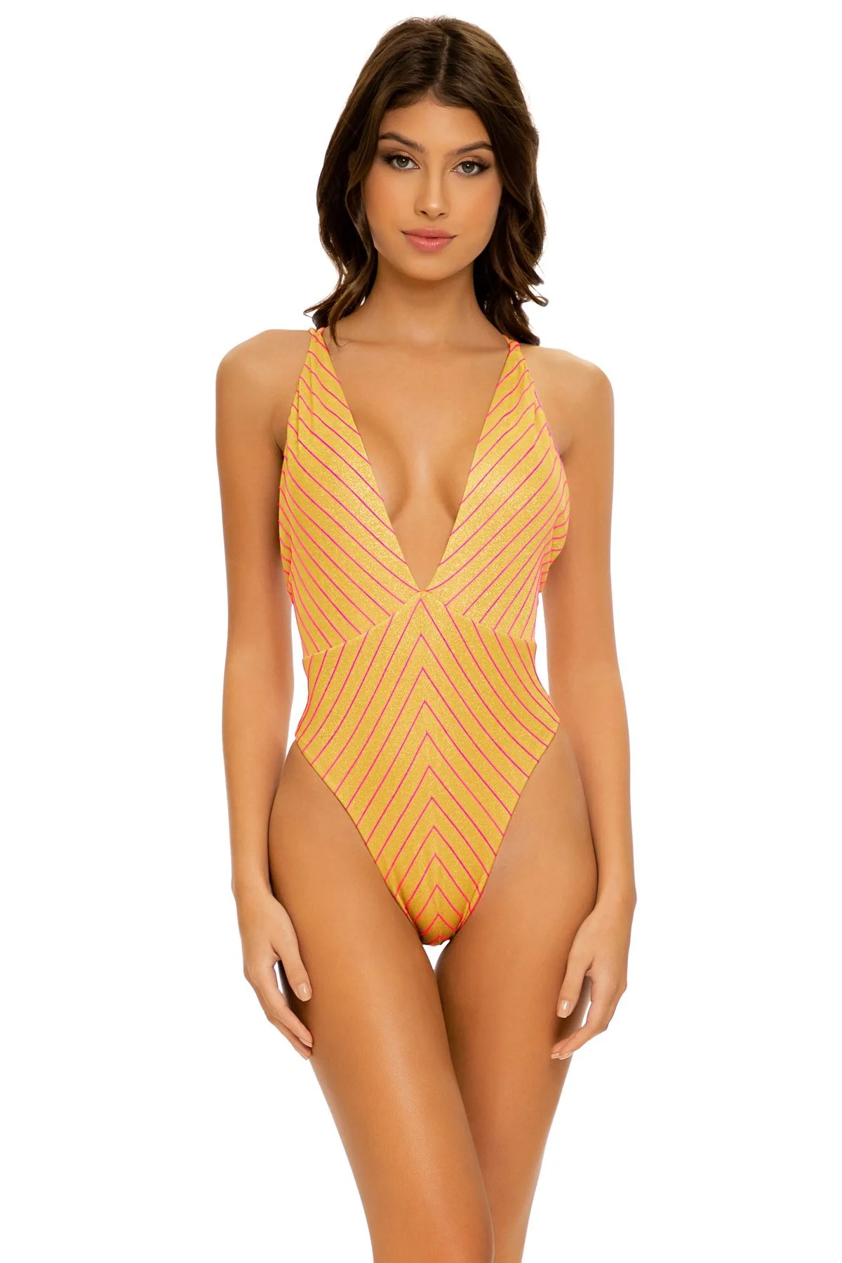 REBEL GLAM - Deep V Crossed Back One Piece - Image 3