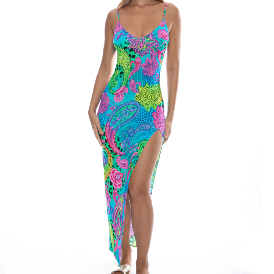 SEAGLASS FANTASY - Fitted Side Slit Maxi Dress